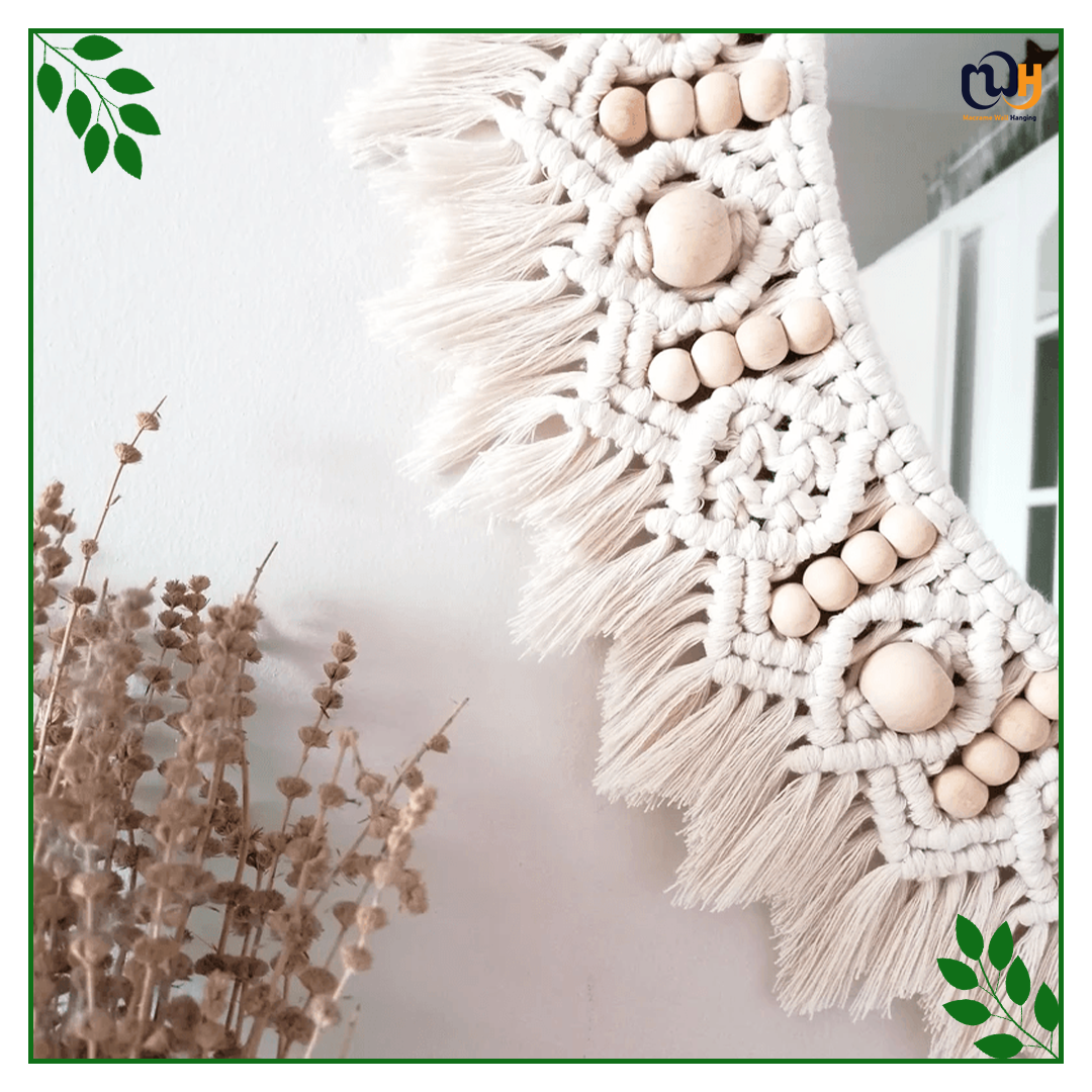 Handmade Boho Style Large Beaded Macrame Mirror