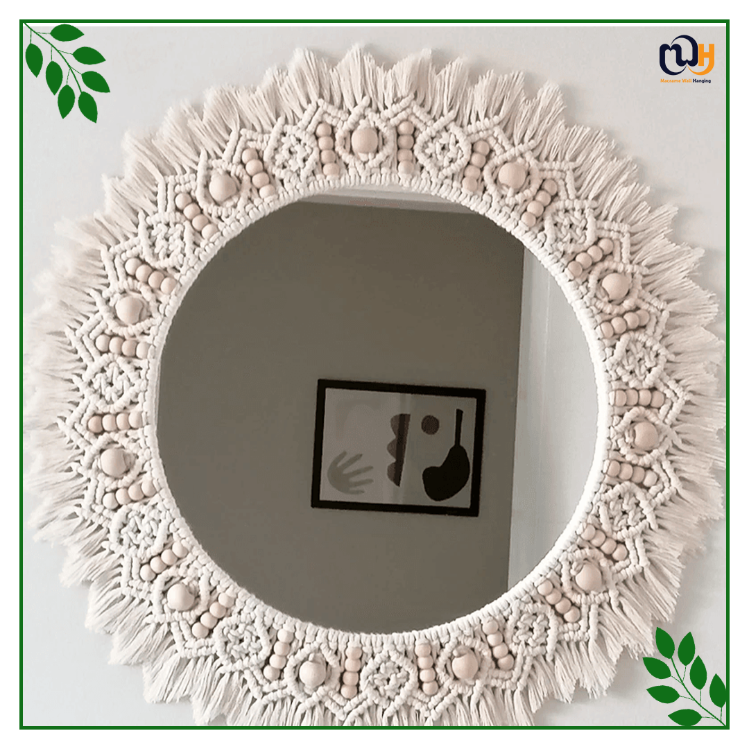 Handmade Boho Style Large Beaded Macrame Mirror