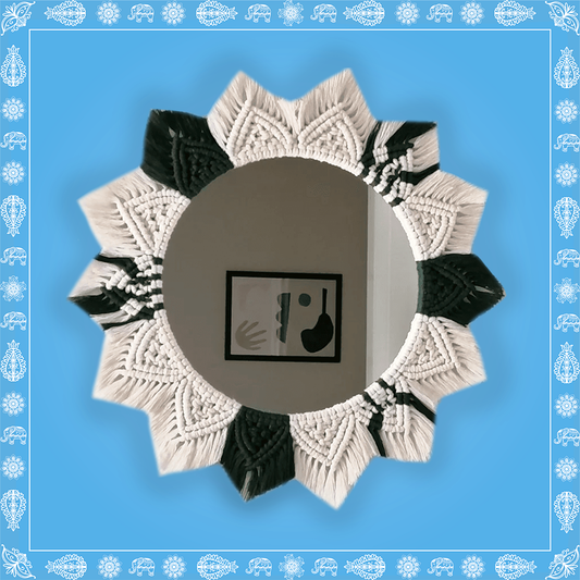 Handmade Boho Style Two Color Macrame Mirror