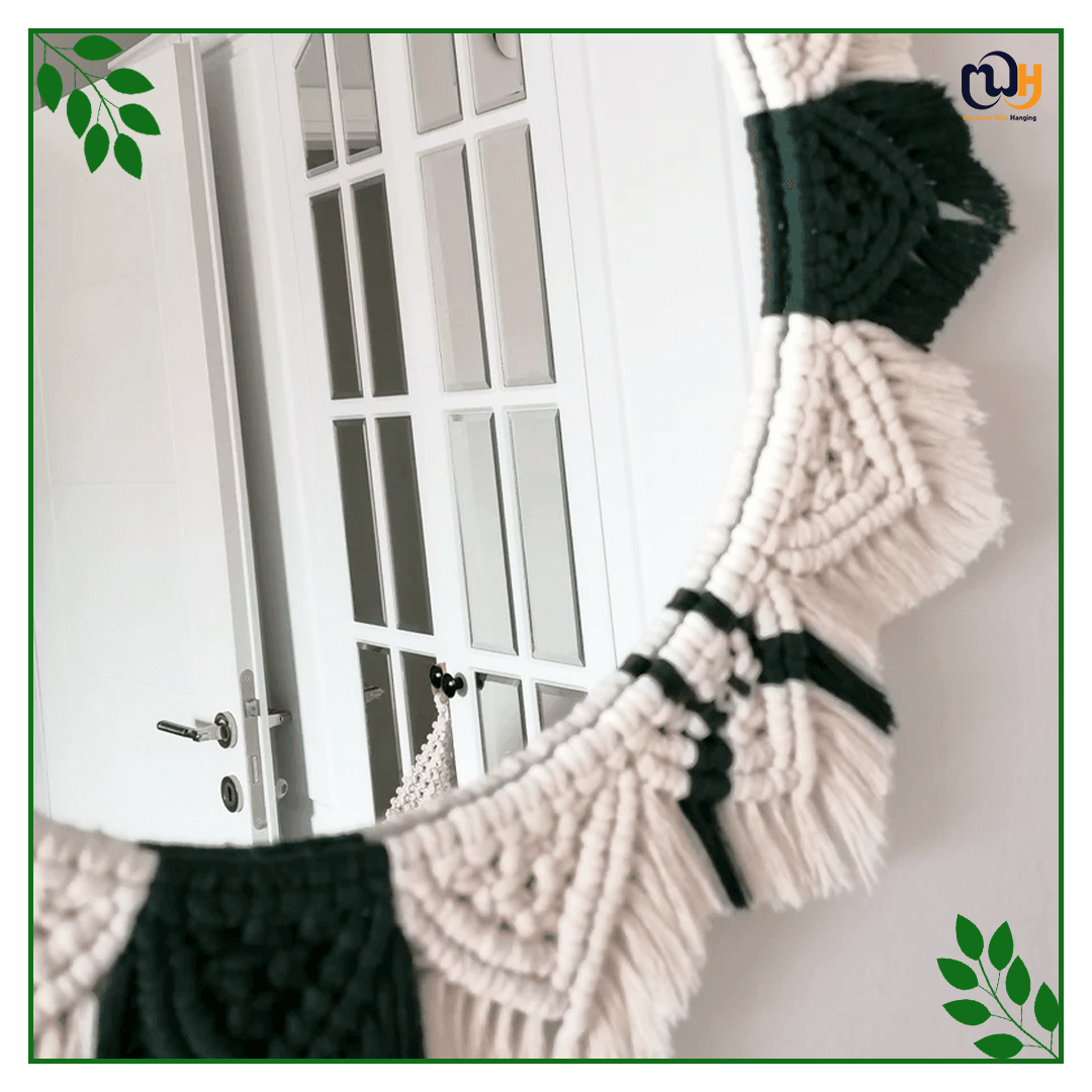 Handmade Boho Style Two Color Macrame Mirror