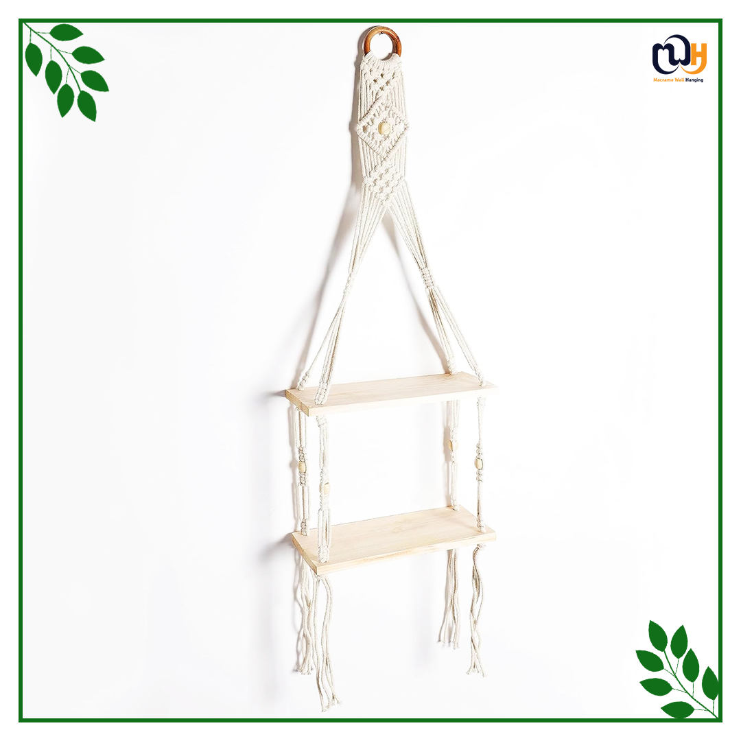 Handmade Boho Style Pine Wooden Wall Hanging 2 Tier