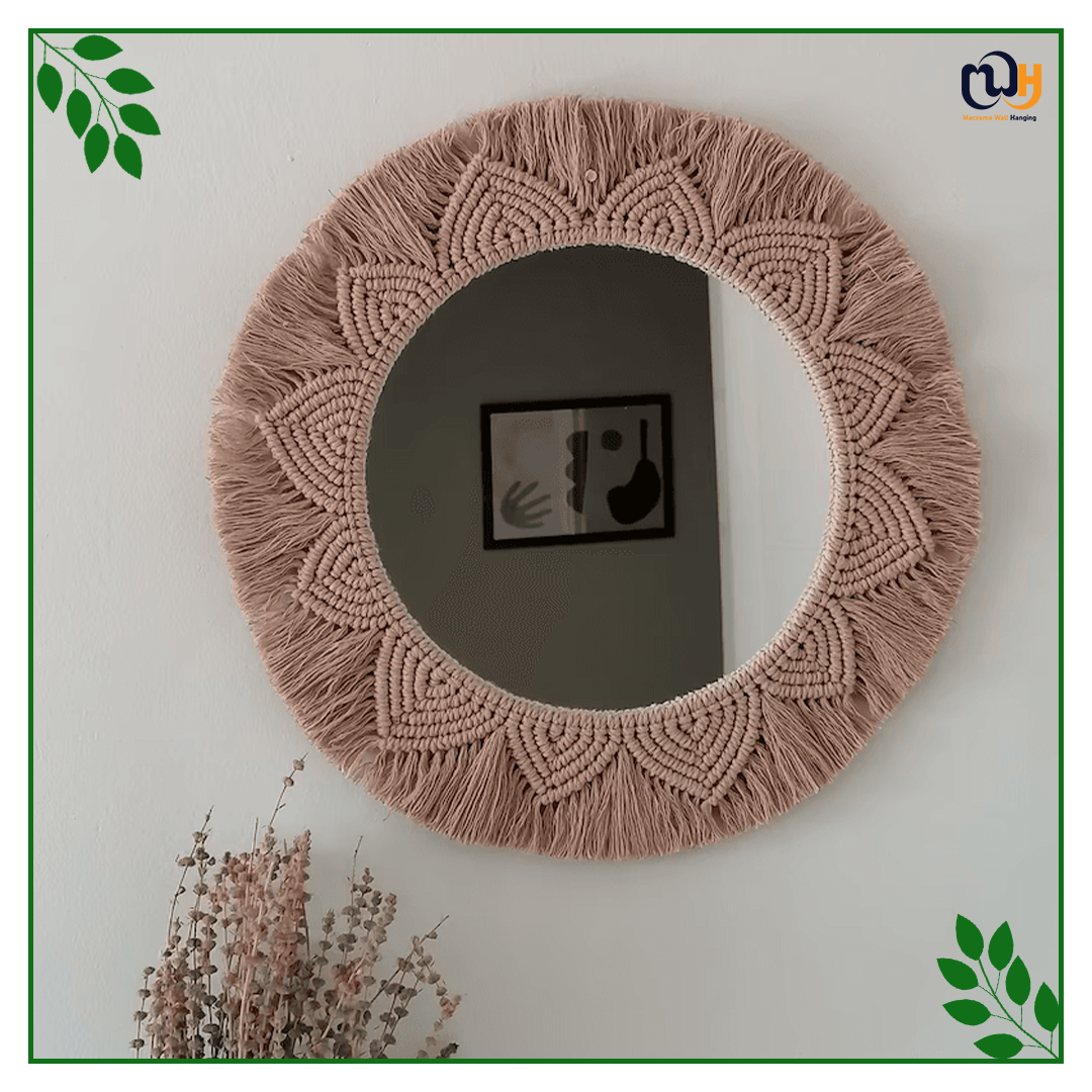Handmade Boho Style Bronze Color Wall Macrame Mirror