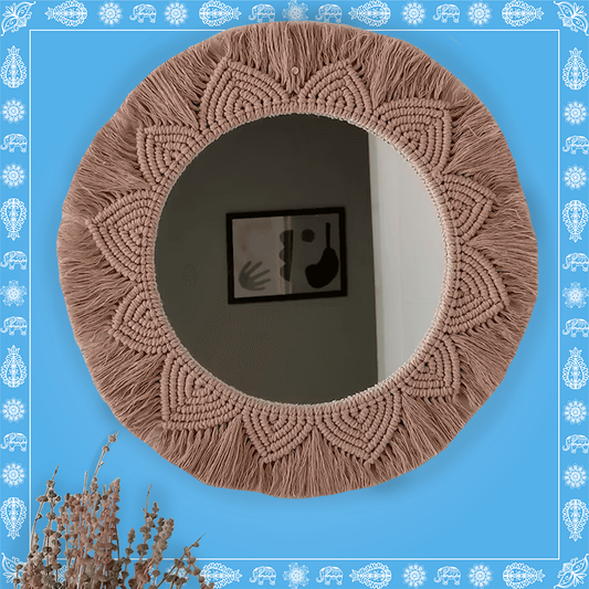 Handmade Boho Style Bronze Color Wall Macrame Mirror