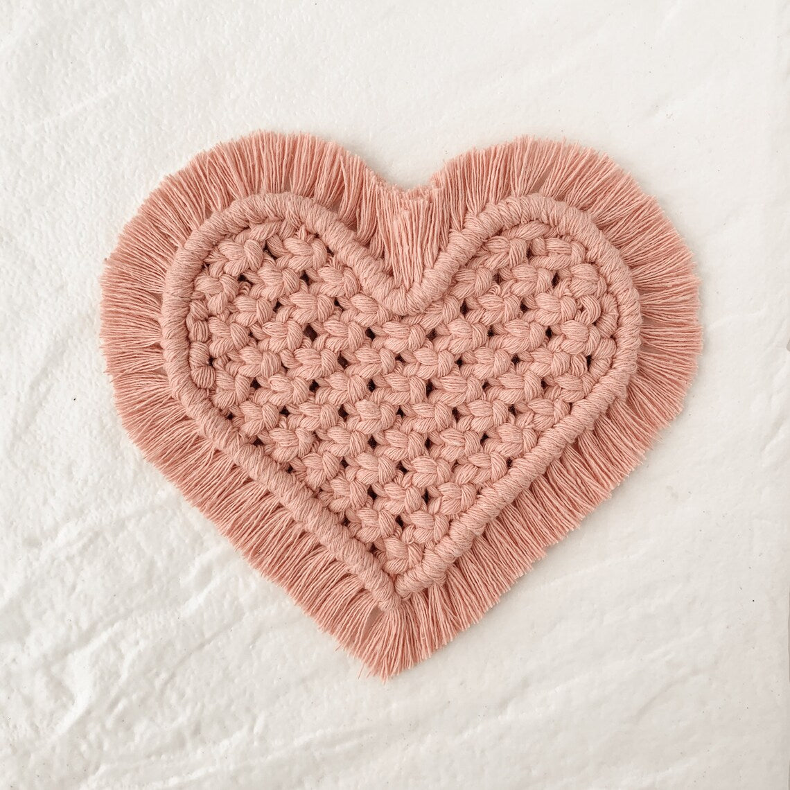 Heart-Shaped Handmade Macrame Coasters