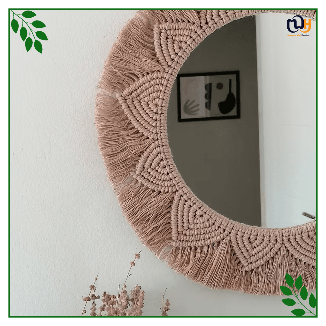 Handmade Boho Style Bronze Color Wall Macrame Mirror