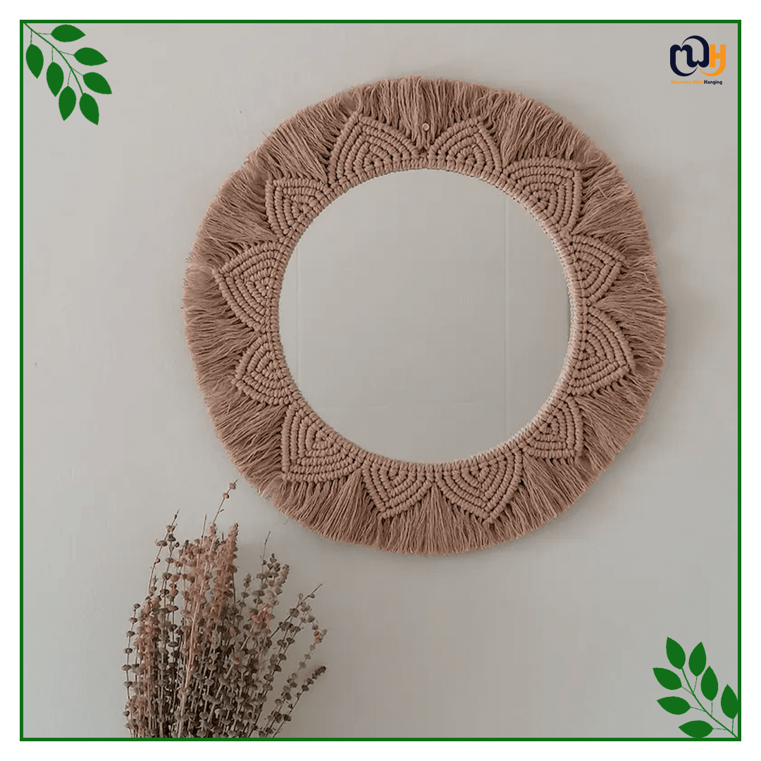 Handmade Boho Style Bronze Color Wall Macrame Mirror