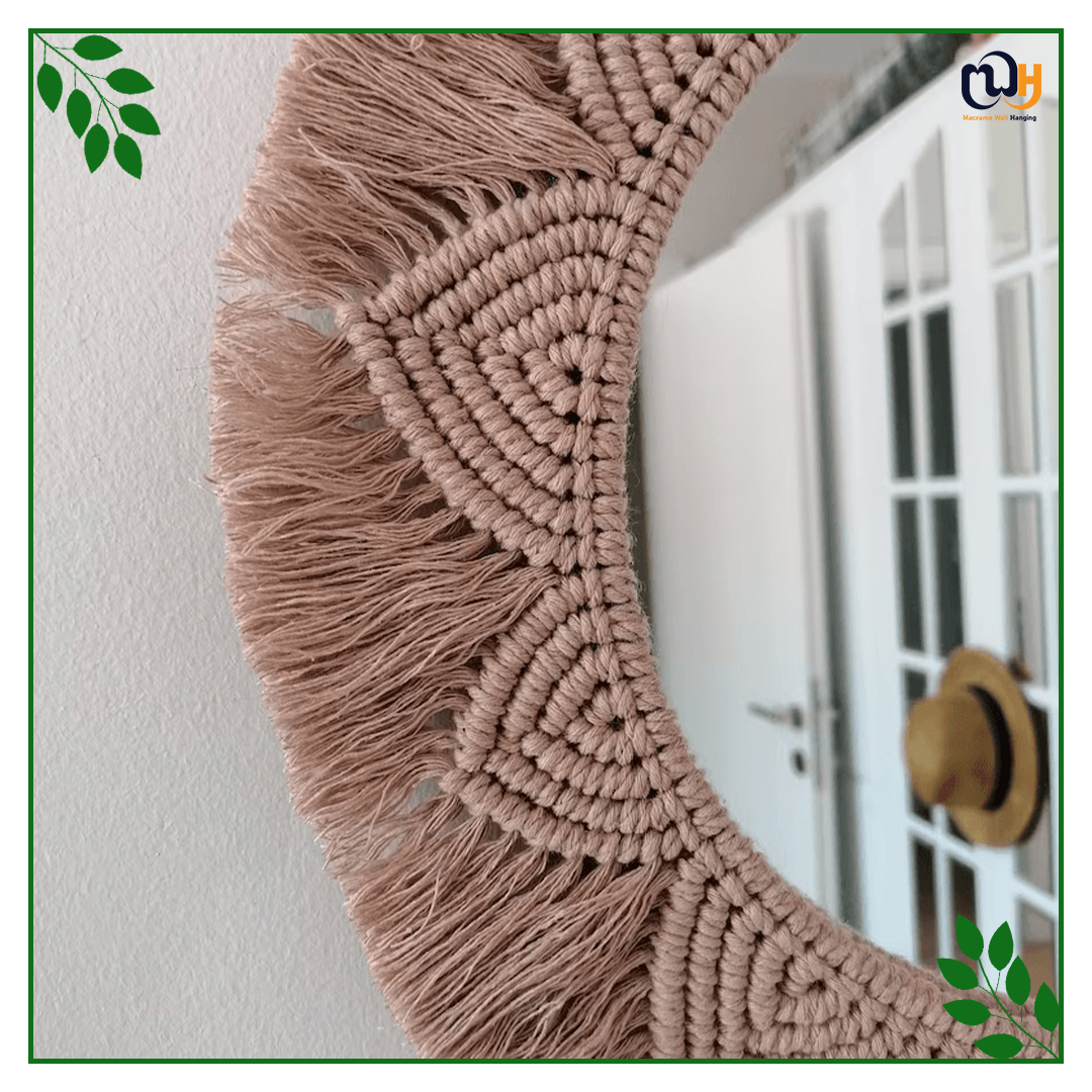 Handmade Boho Style Bronze Color Wall Macrame Mirror