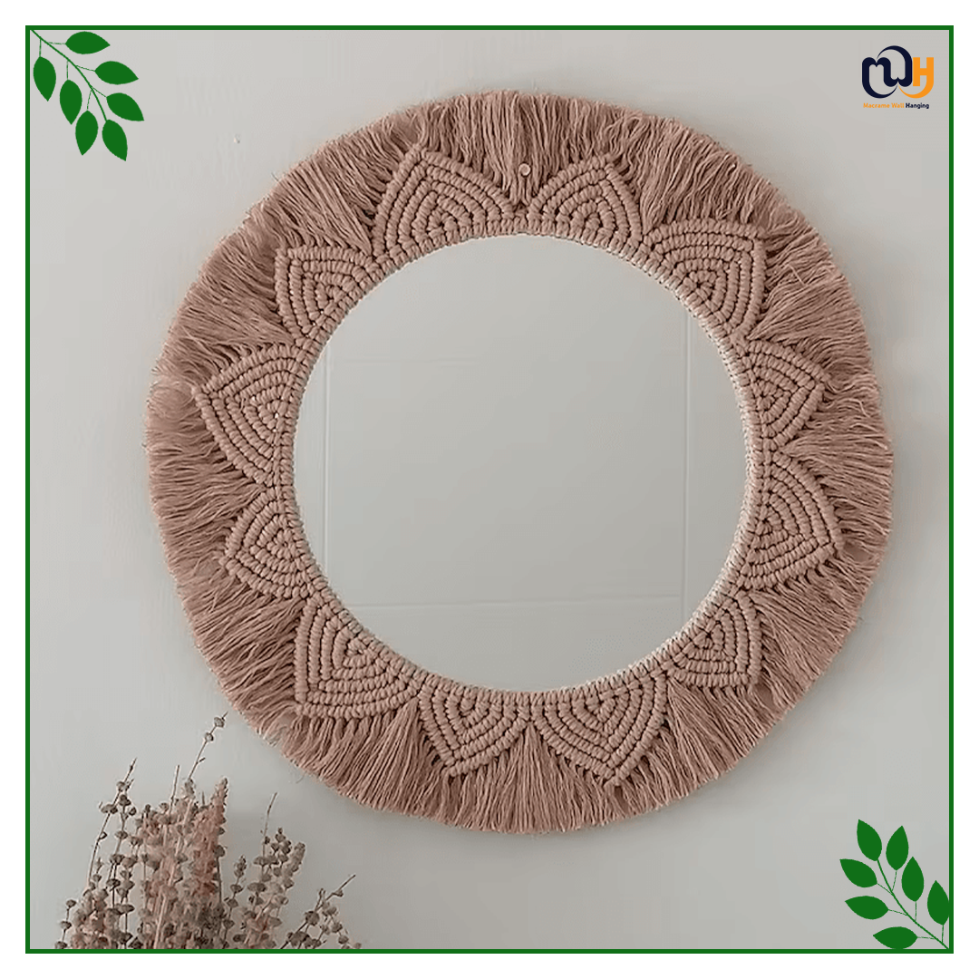 Handmade Boho Style Bronze Color Wall Macrame Mirror