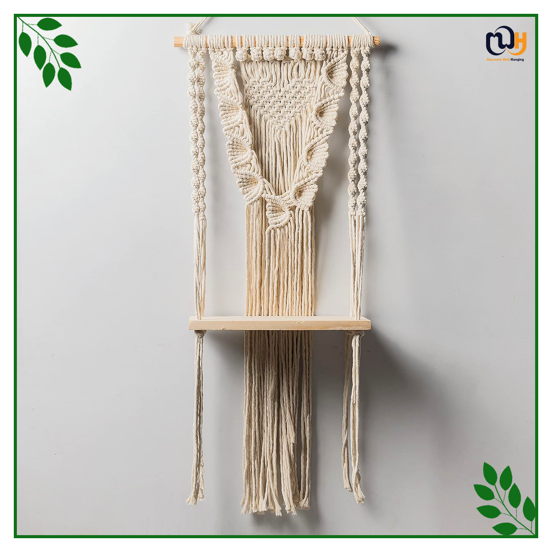 Handmade Boho Style Leaf Pattern Shelf Wall Hanging