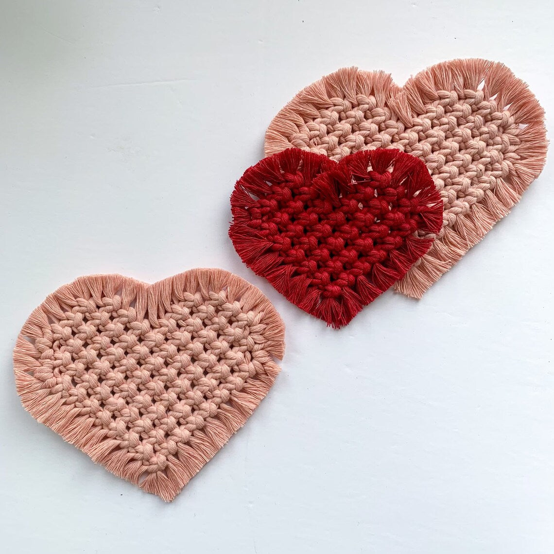 Handcrafted Multi-Color Macrame Heart Coaster