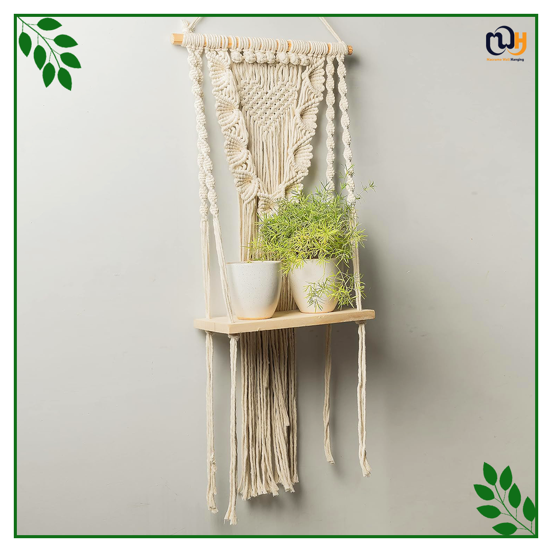 Handmade Boho Style Leaf Pattern Shelf Wall Hanging