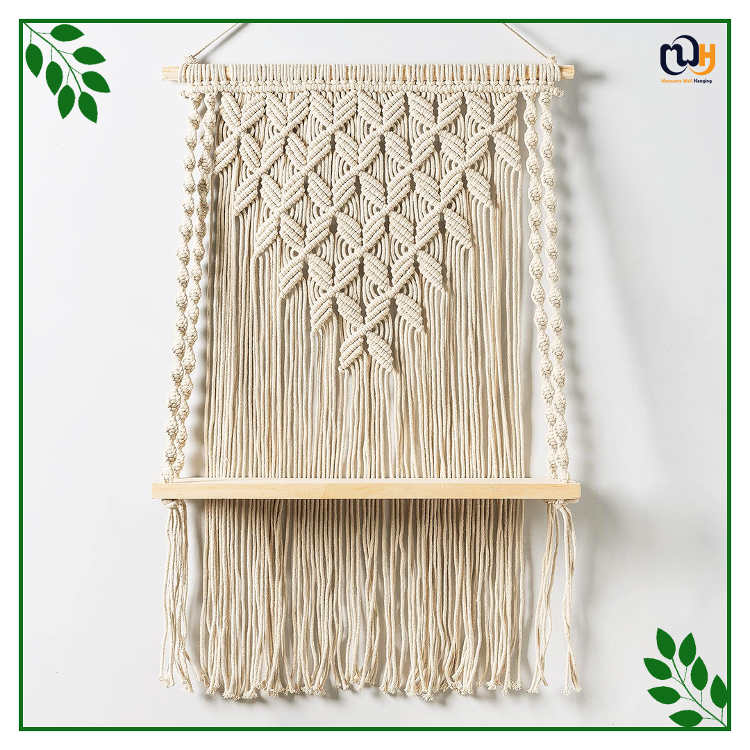 Handmade Boho Style Leaf Pattern Shelf Pine Wooden Shelve