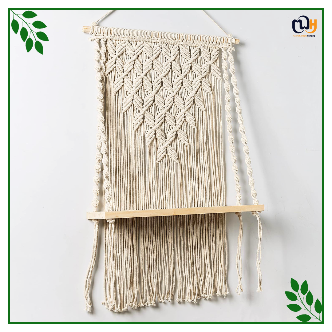 Handmade Boho Style Leaf Pattern Shelf Pine Wooden Shelve