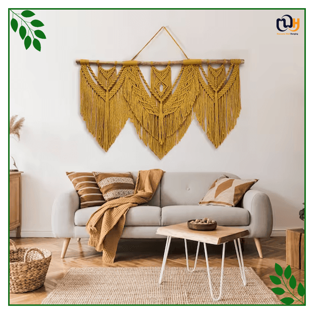 Handmade Boho Style Mustard Yellow Large Wall Hanging