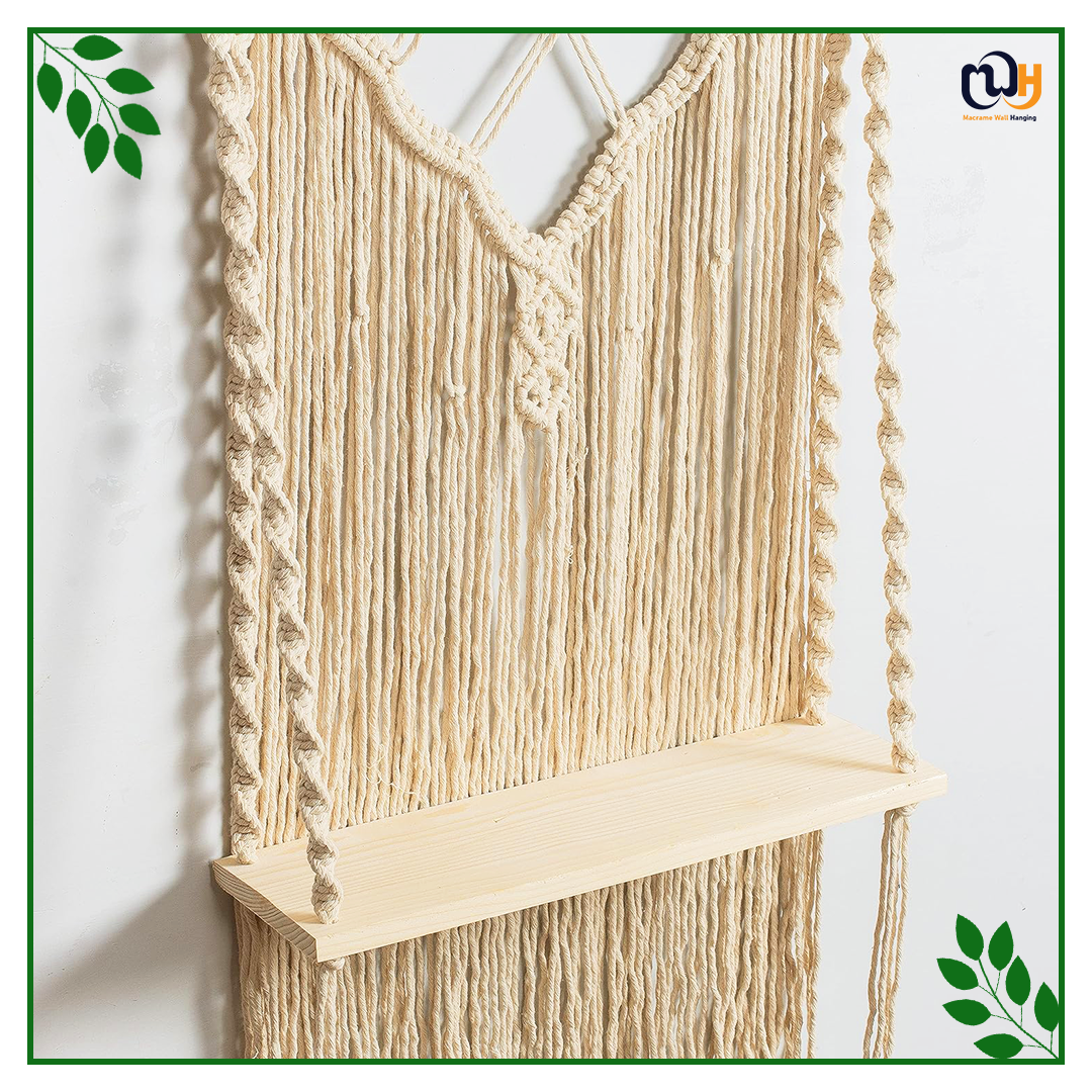 Handmade Boho Style Natural Pine Wooden Shelf for Plant