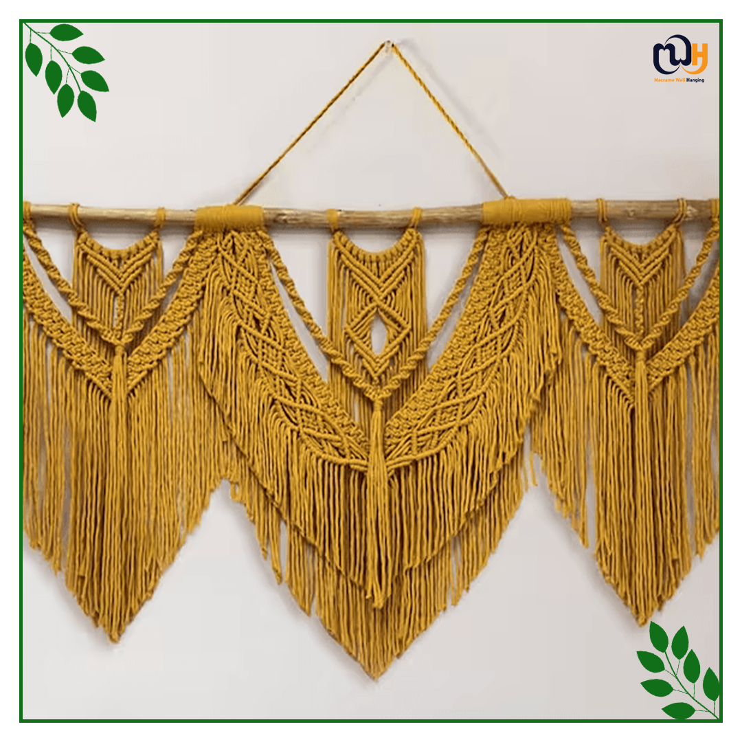 Handmade Boho Style Mustard Yellow Large Wall Hanging