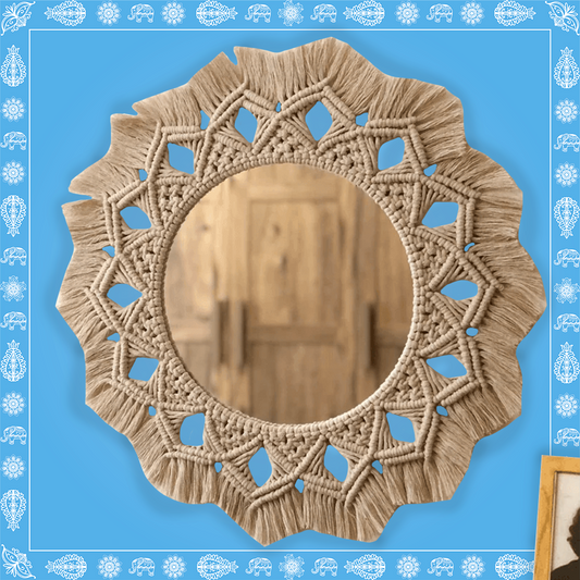 Handmade Boho Style Large Macrame Mirror 55 Cm