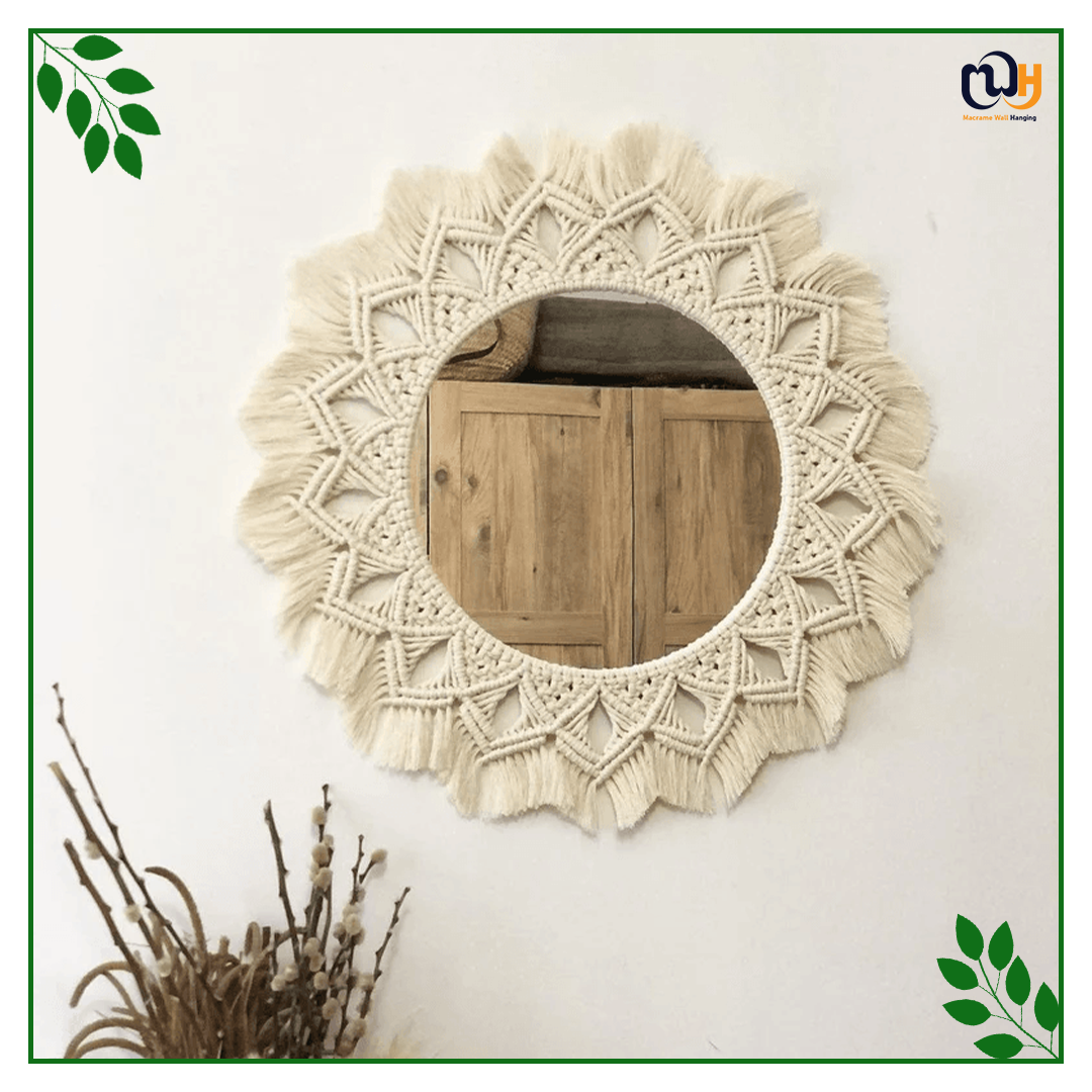 Handmade Boho Style Large Macrame Mirror 55 Cm