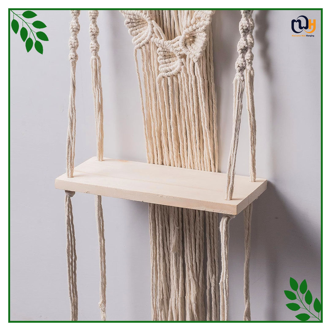 Handmade Boho Style Leaf Pattern Shelf Wall Hanging