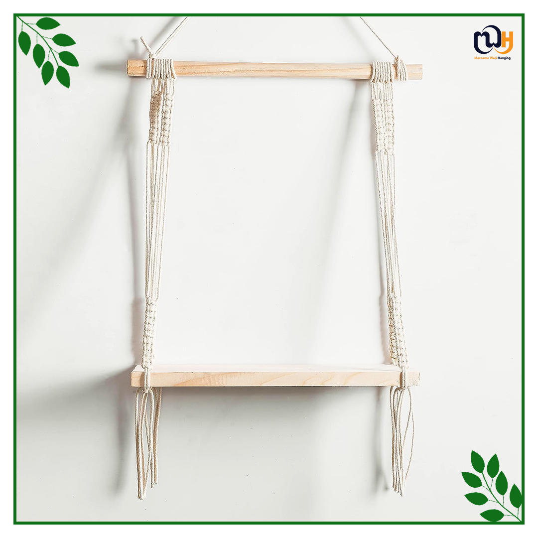 Handmade Boho Style Shelf Pine Wood Floating Shelve with Wooden Dowel