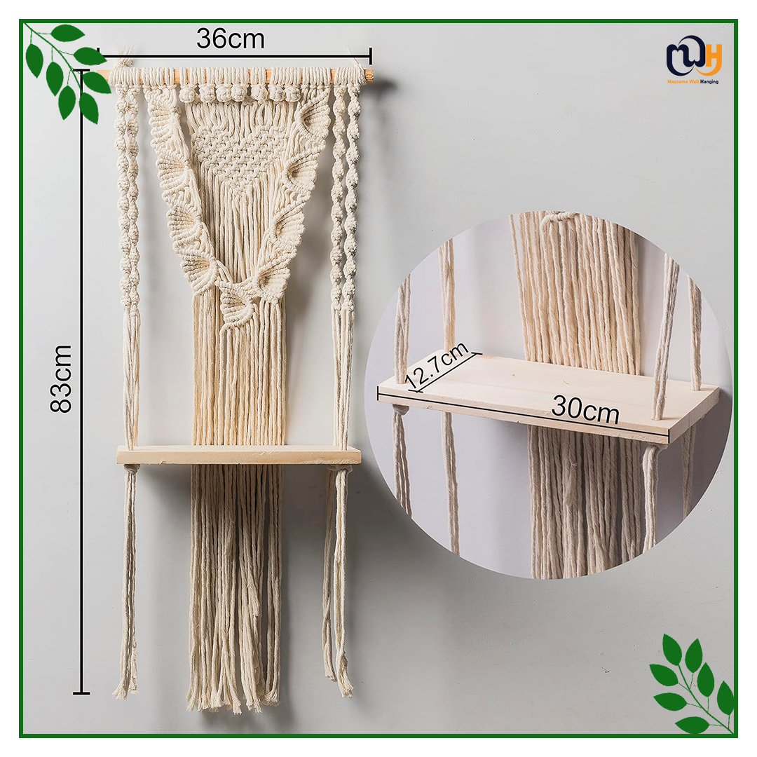 Handmade Boho Style Leaf Pattern Shelf Wall Hanging