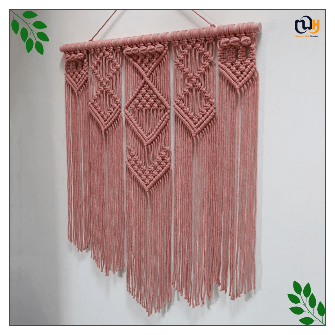 Handmade Boho Style Pink Large Macrame Wall Hanging Rosina