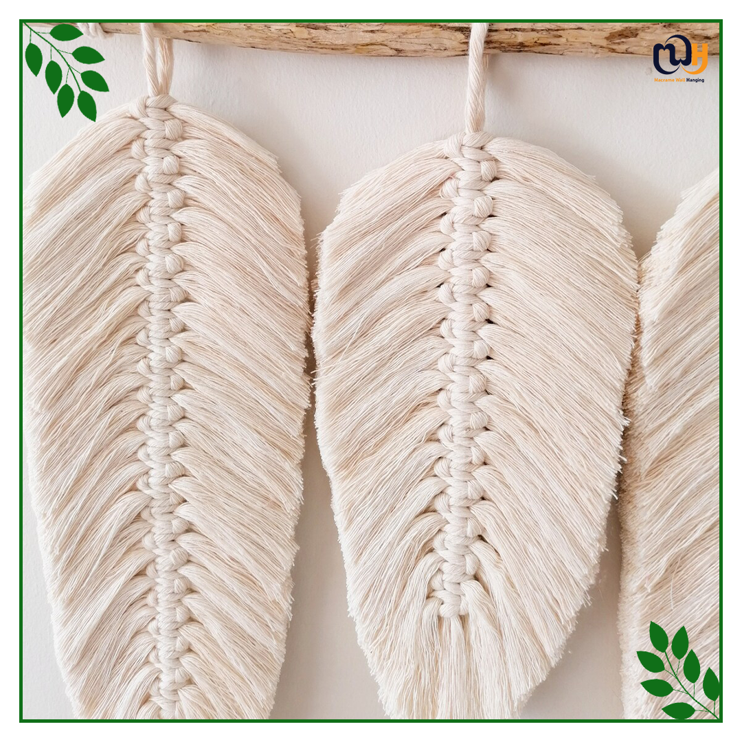 Handmade Boho Style White Leaf Wall Hanging