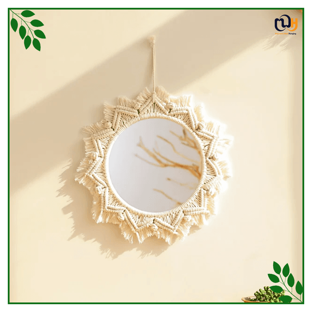 Handmade Boho Style Round Macrame Mirror