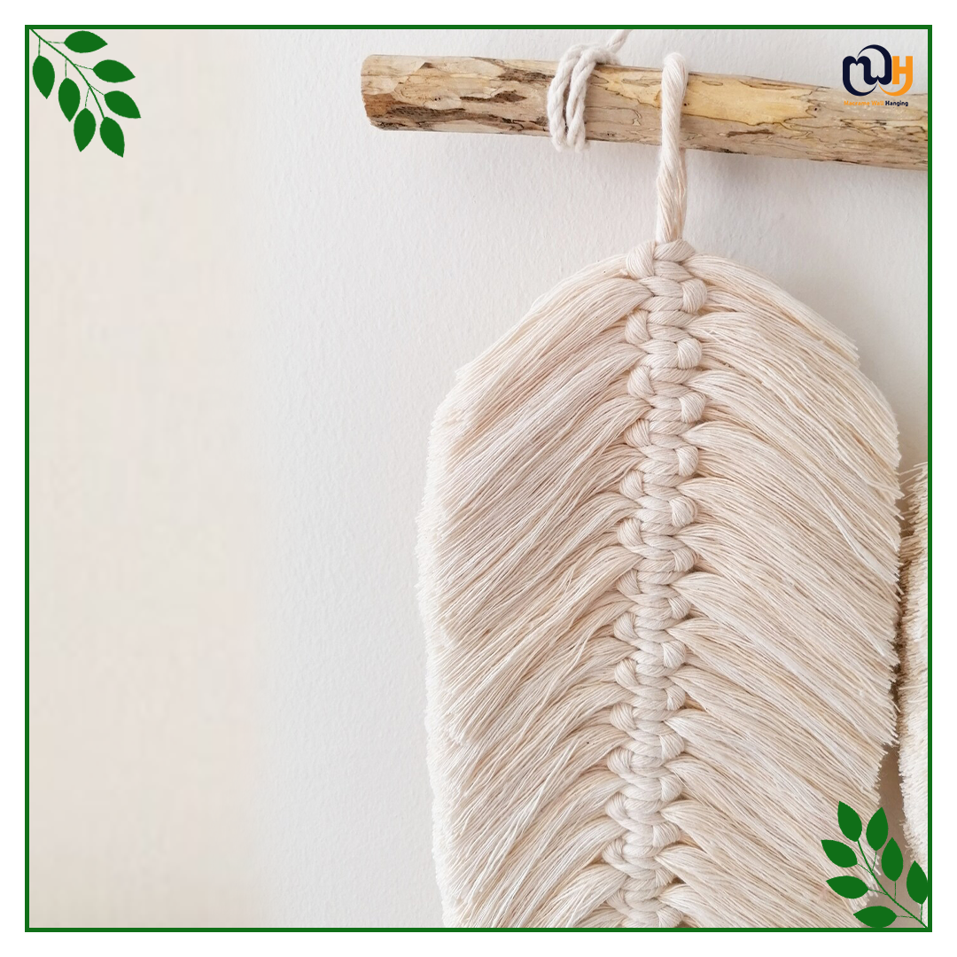 Handmade Boho Style White Leaf Wall Hanging