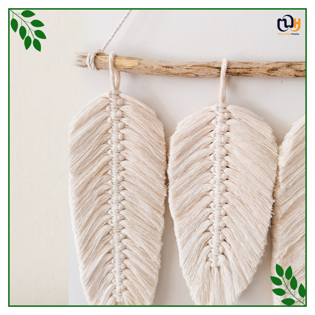 Handmade Boho Style White Leaf Wall Hanging