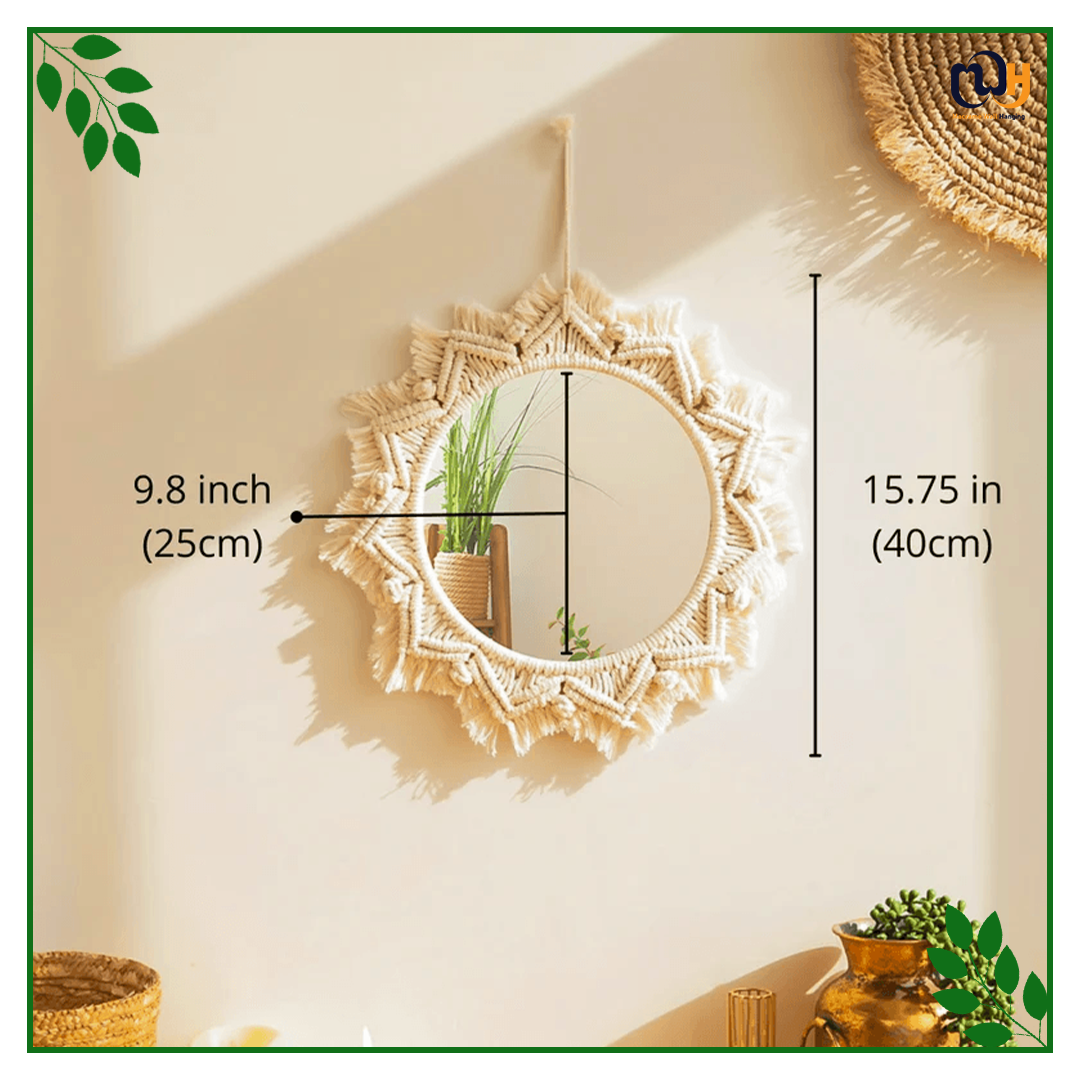 Handmade Boho Style Round Macrame Mirror