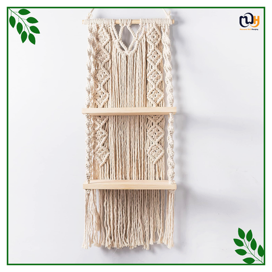 Handmade Boho Shelf with 2 Shelves for Plants