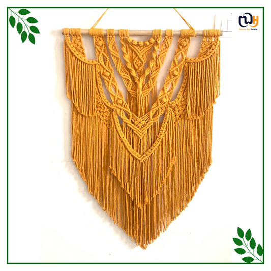 Handmade Boho Style Mustard Bohemian Wall Hanging with Tassels