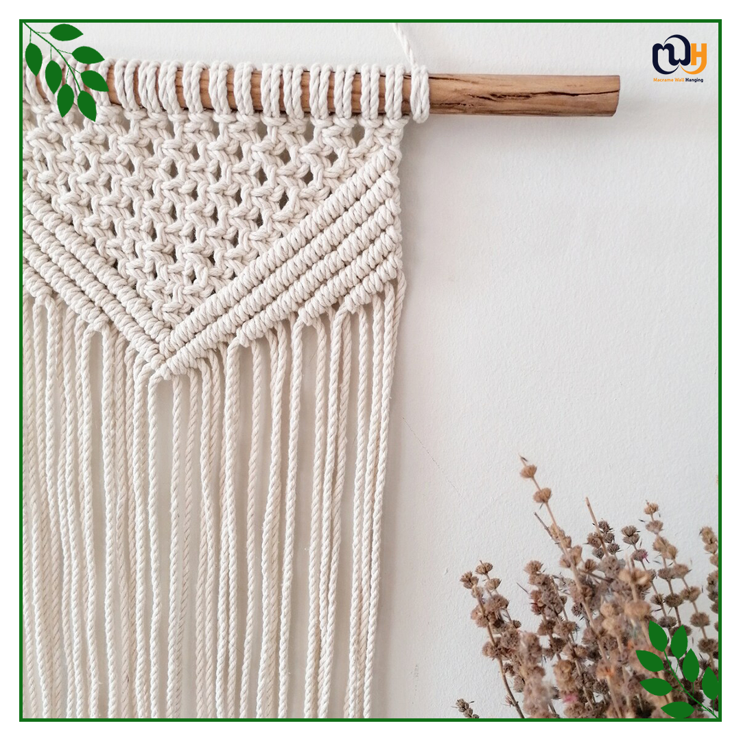 Handmade Boho Style Wall Hanging with Wooden Stick