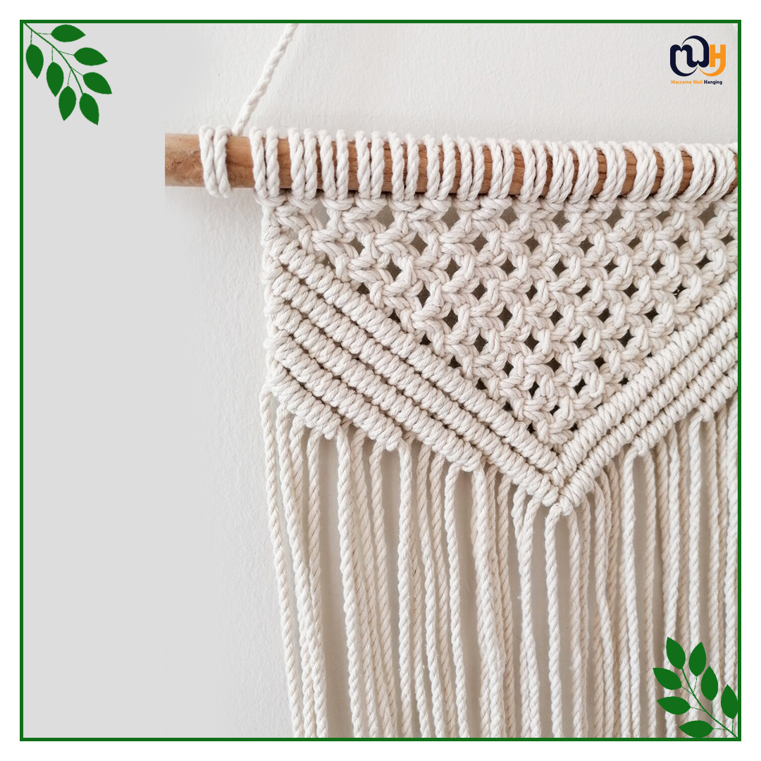 Handmade Boho Style Wall Hanging with Wooden Stick
