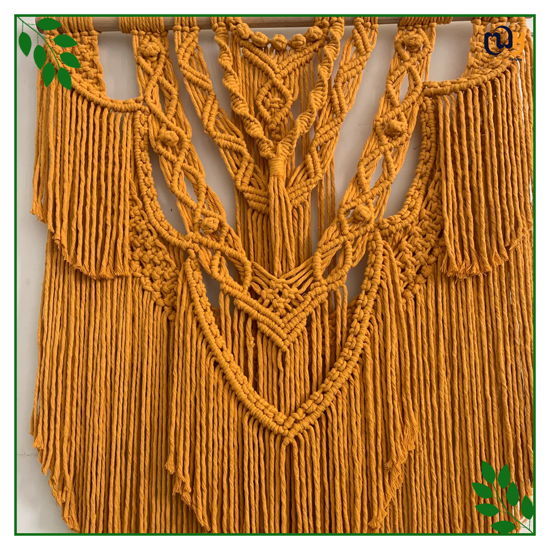 Handmade Boho Style Mustard Bohemian Wall Hanging with Tassels