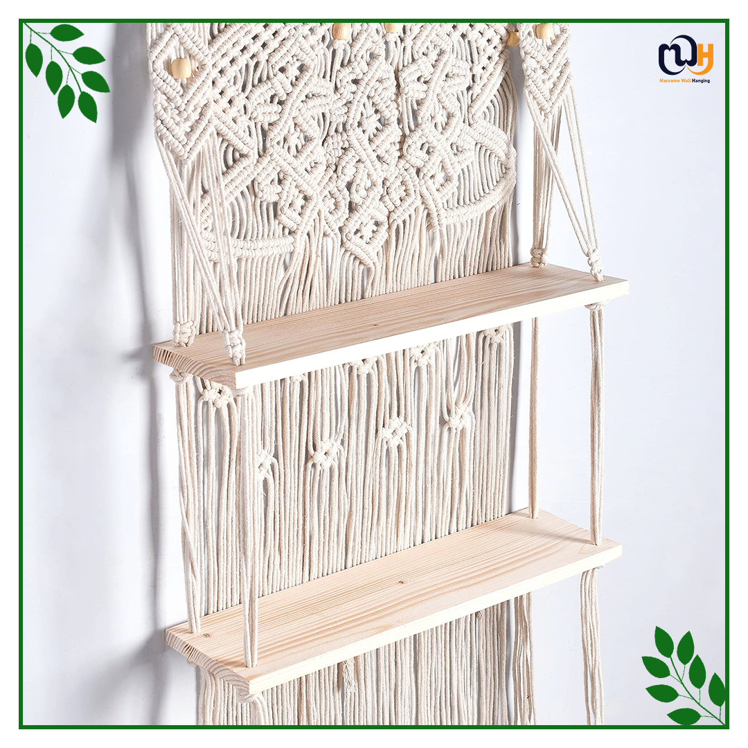 Flower Design Boho Shelf With 2 Shelves for Plant