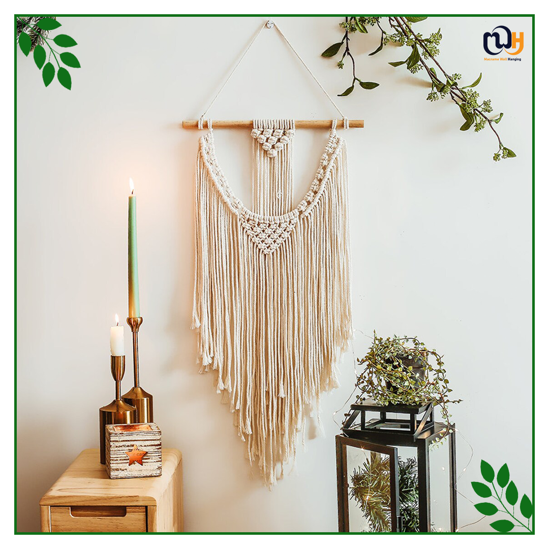 Handmade Boho Style V Shape Wall Hanging Tapestry with Tassels