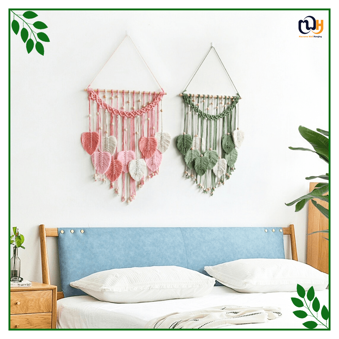 Handmade Boho Style Macrame Leaf Wall Art