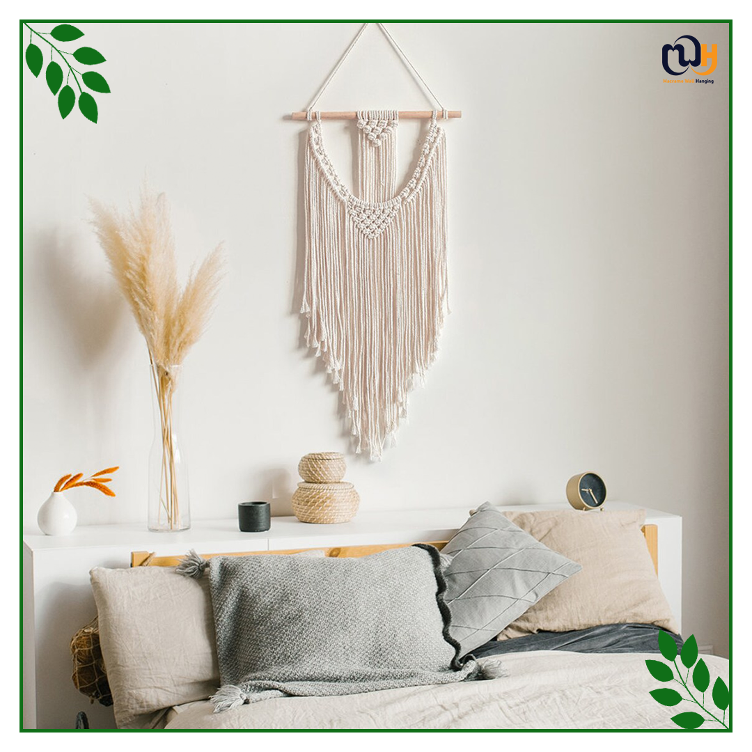 Handmade Boho Style V Shape Wall Hanging Tapestry with Tassels