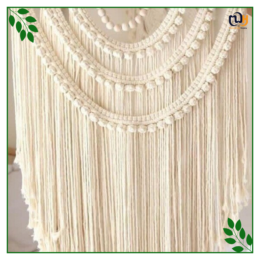 Handmade Boho Style 3 Layer Macrame Tapestry with Fiber Art