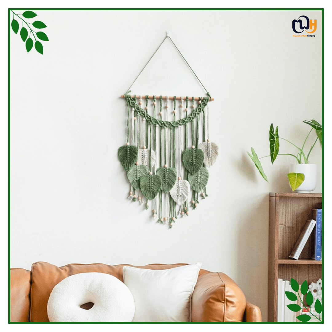 Handmade Boho Style Macrame Leaf Wall Art
