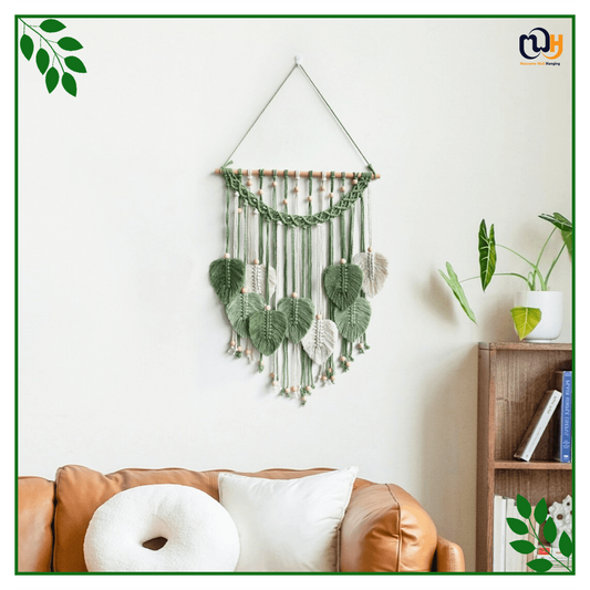 Handmade Boho Style Macrame Leaf Wall Art