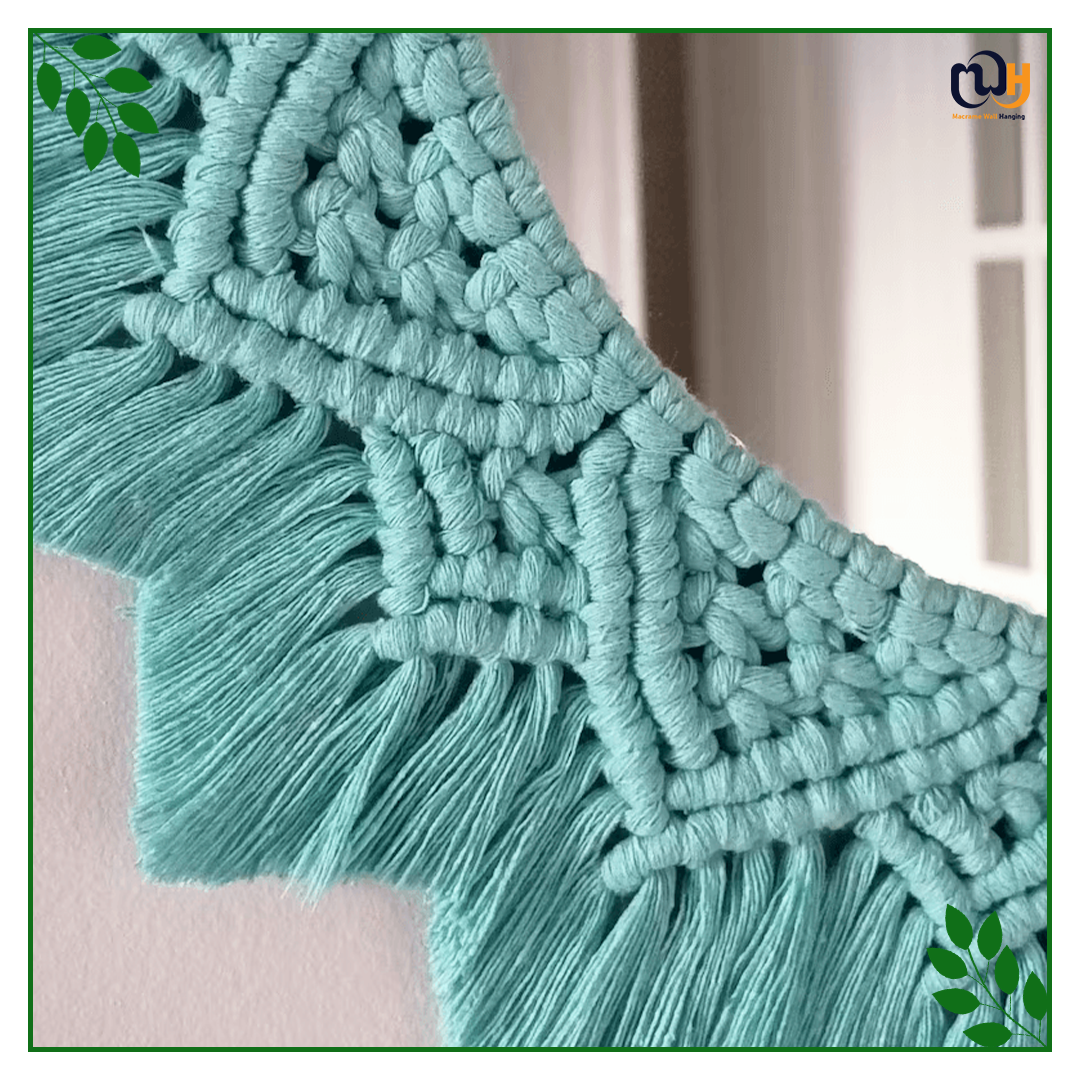 Handmade Boho Style Macrame Sea Blue Mirror