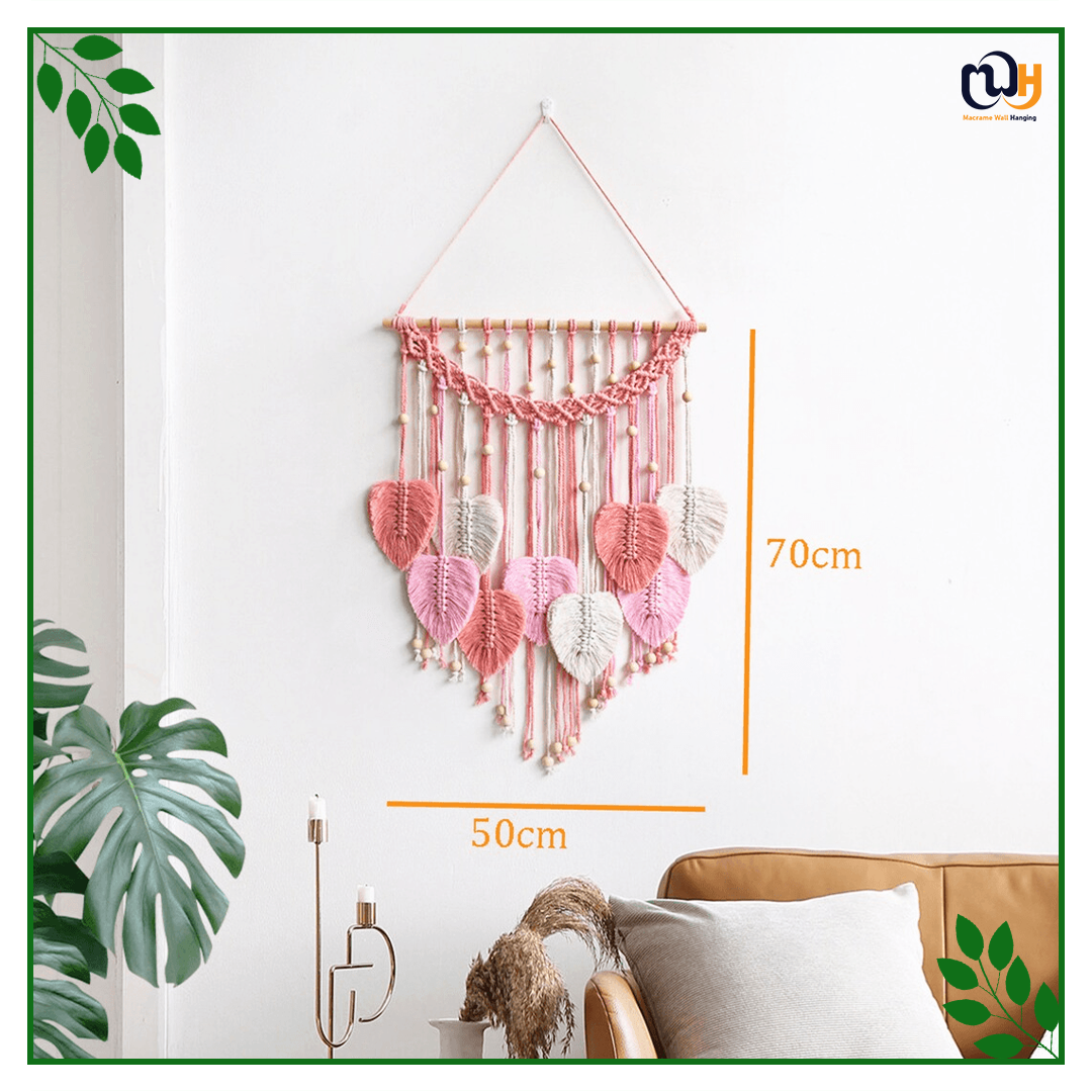 Handmade Boho Style Macrame Leaf Wall Art