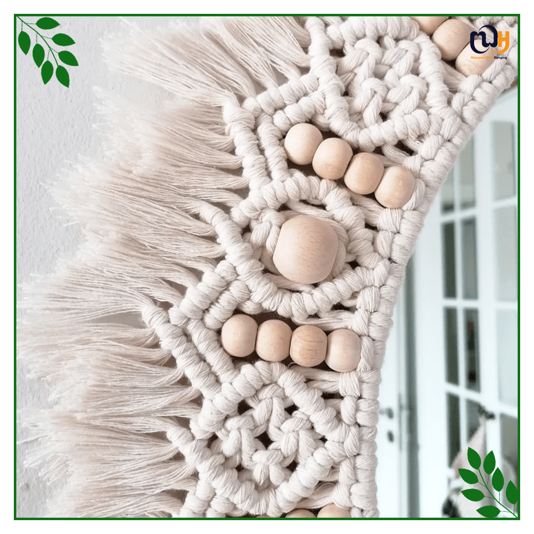 Handmade Boho Style Large Beaded Macrame Mirror