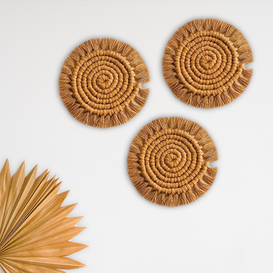Brown Round Shape Macrame Coasters