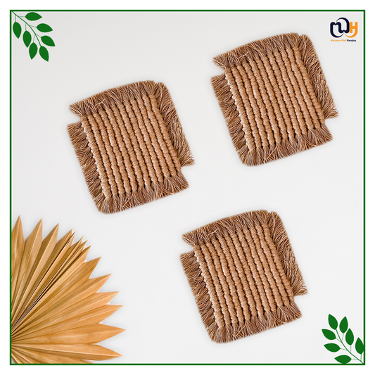 Dark Brown Square Macrame Coasters