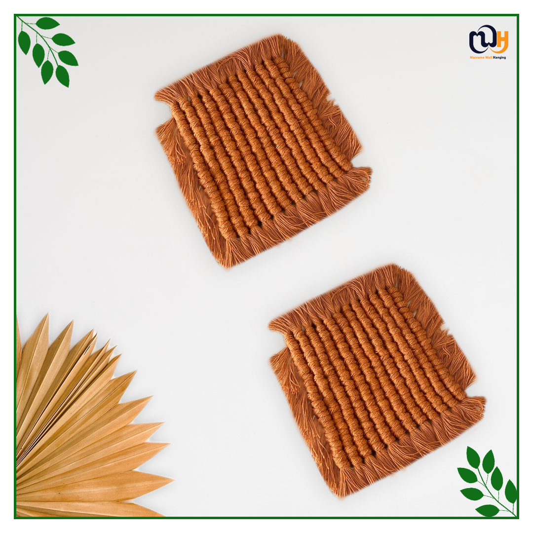 Rust Square Macrame Coasters