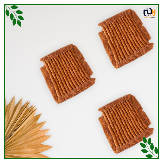 Rust Square Macrame Coasters